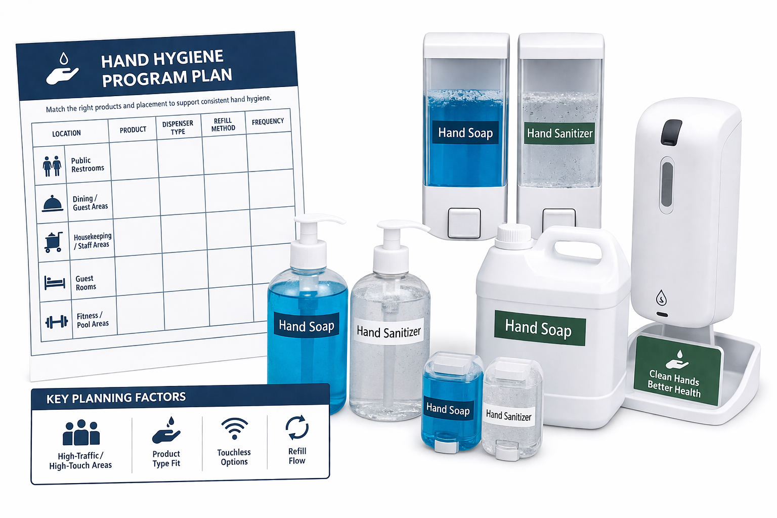 Hand hygiene program planning for staff and public-facing spaces